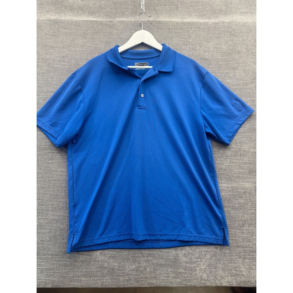 Pga Tour Airflux Polo‎ Shirt Mens Large Blue Spread Collar Side Slit Golf Tennis